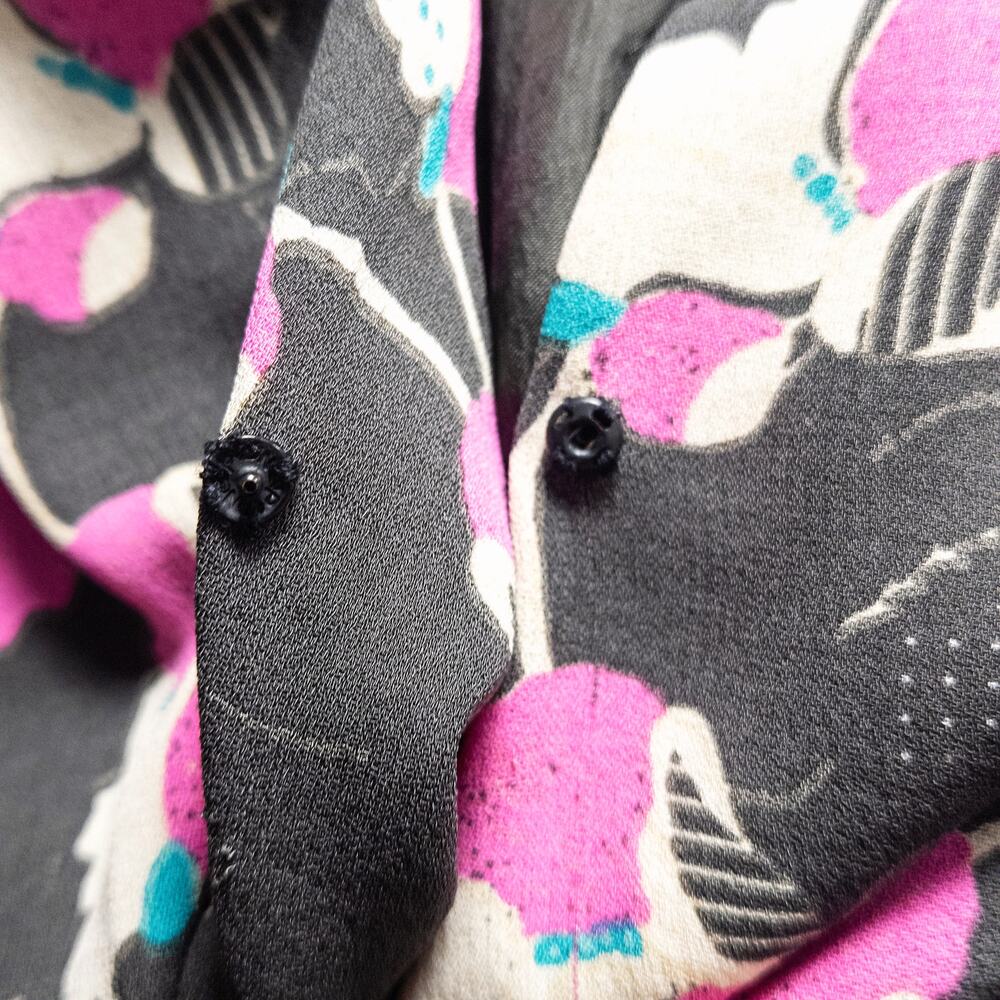 Temperley London Silk Botanical Dress Gray Pink Size 12 Romantic Floral - Picture 8 of 11